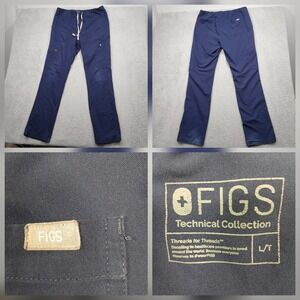 FIGS Technical Collection Scrub Pants Women's L/T‎ Tall Navy Drawstring Cargo